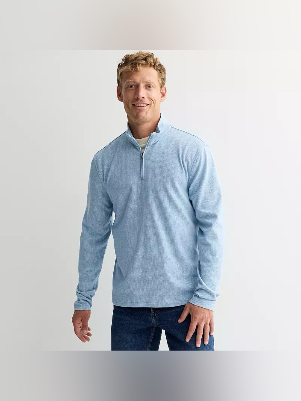 Men's Sonoma Goods for Life the Essential Quarter-Zip Pullover blue size Small S